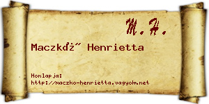 Maczkó Henrietta névjegykártya